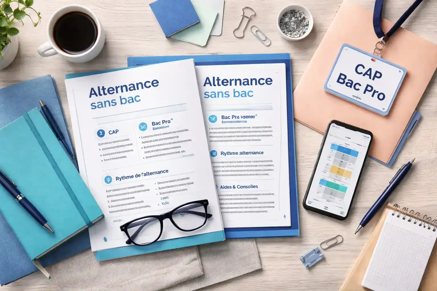 formation en alternance sans bac bureau dossiers carnet badge
