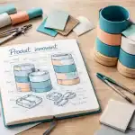 Produit innovant flat-lay carnet prototype design