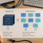 agence développement micro services schéma microservices vs monolithique