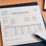 bordereau de situation fiscale P237 sur dossier bleu avec stylo
