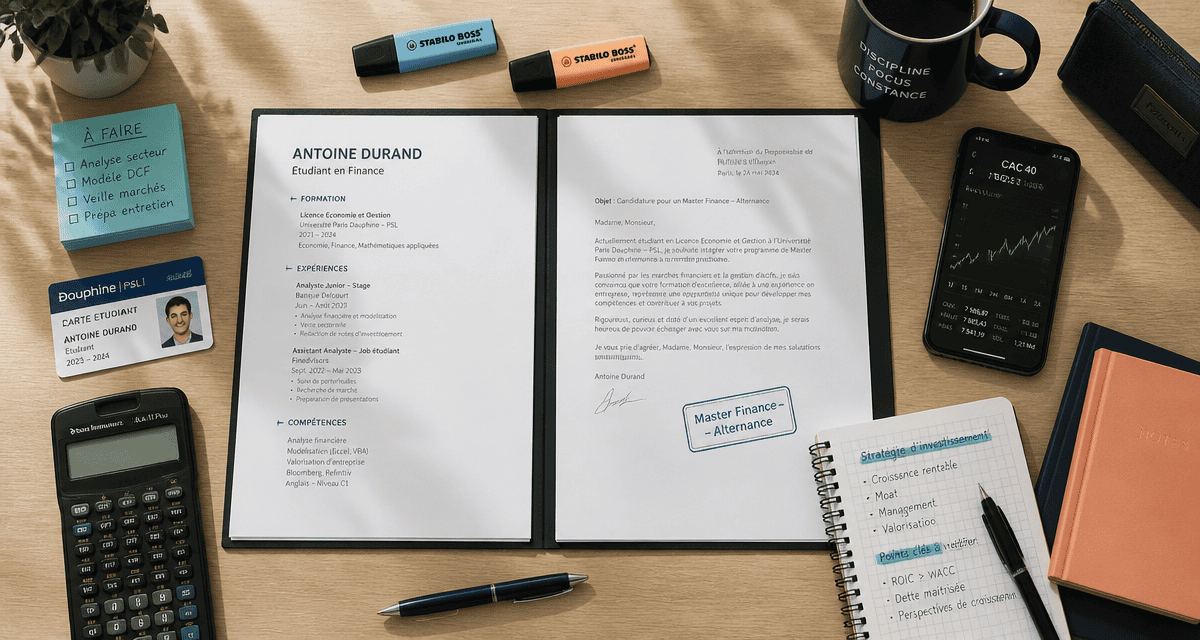 Bureau master finance alternance dossier candidature