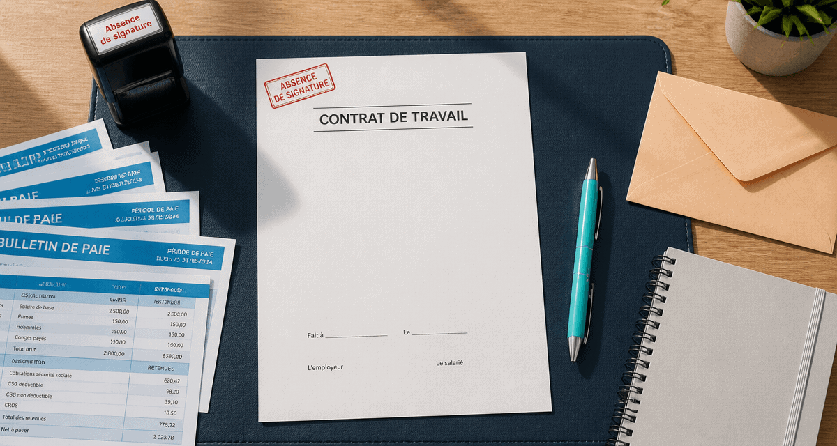 contrat non signé et pôle emploi sur bureau administratif
