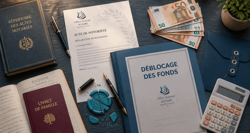 Déblocage des fonds succession notaire bureau