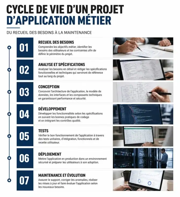 Étapes clés du développement d'une application métier sur-mesure