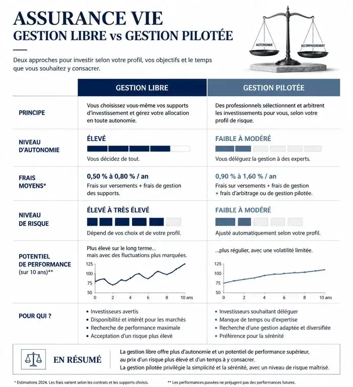 Comparatif assurance vie gestion libre vs gestion pilotée