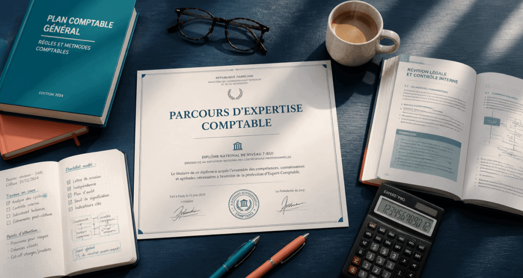 Études pour expert comptable, bureau et diplôme