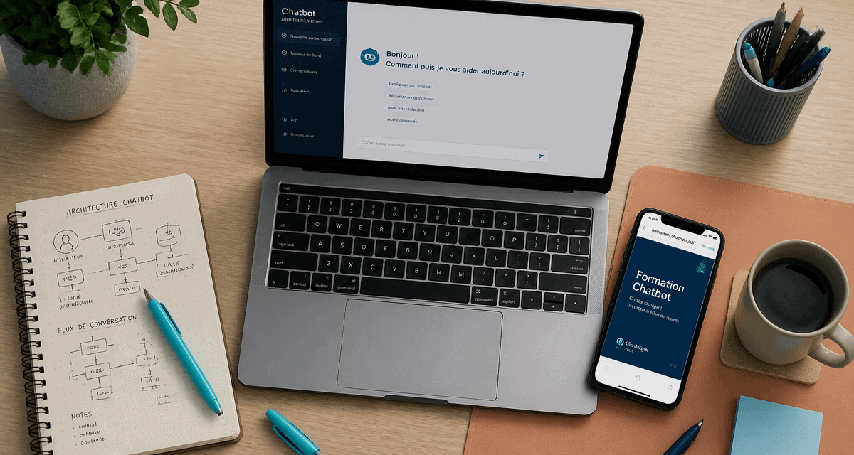 Formation chatbot bureau moderne avec interface IA