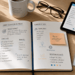 Bureau organisé avec outils pour formation gestion de projets