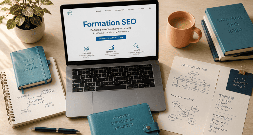formation seo débutant ordinateur carnets schémas