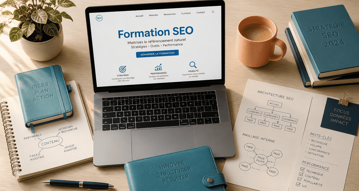 formation seo débutant ordinateur carnets schémas