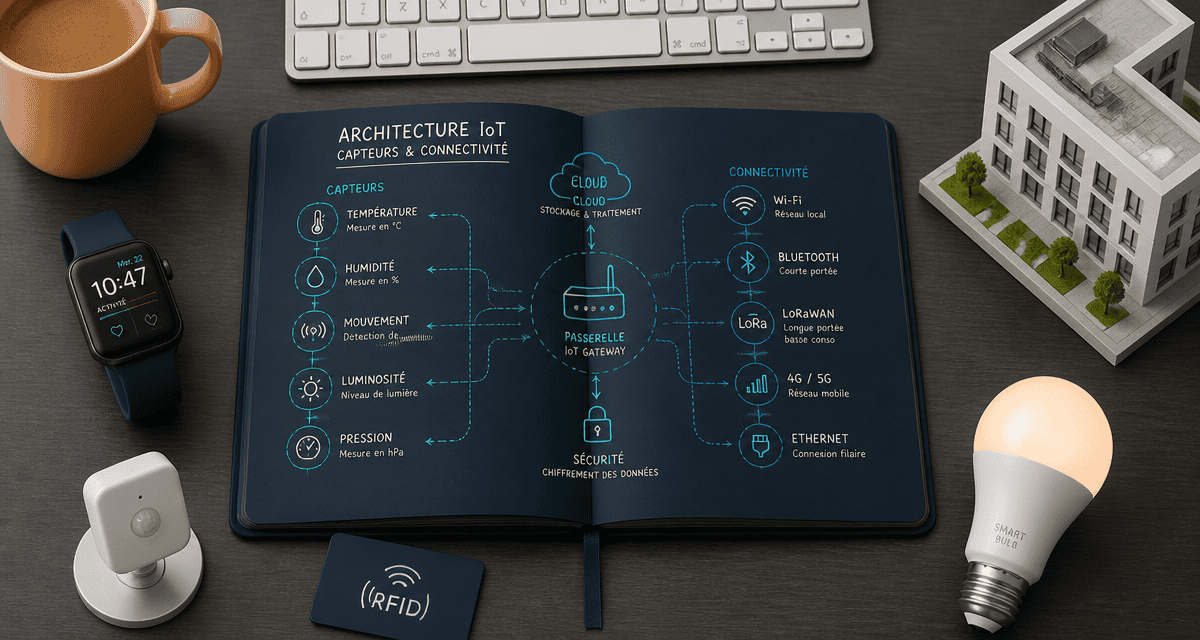 iot exemple capteurs et objets connectés sur bureau