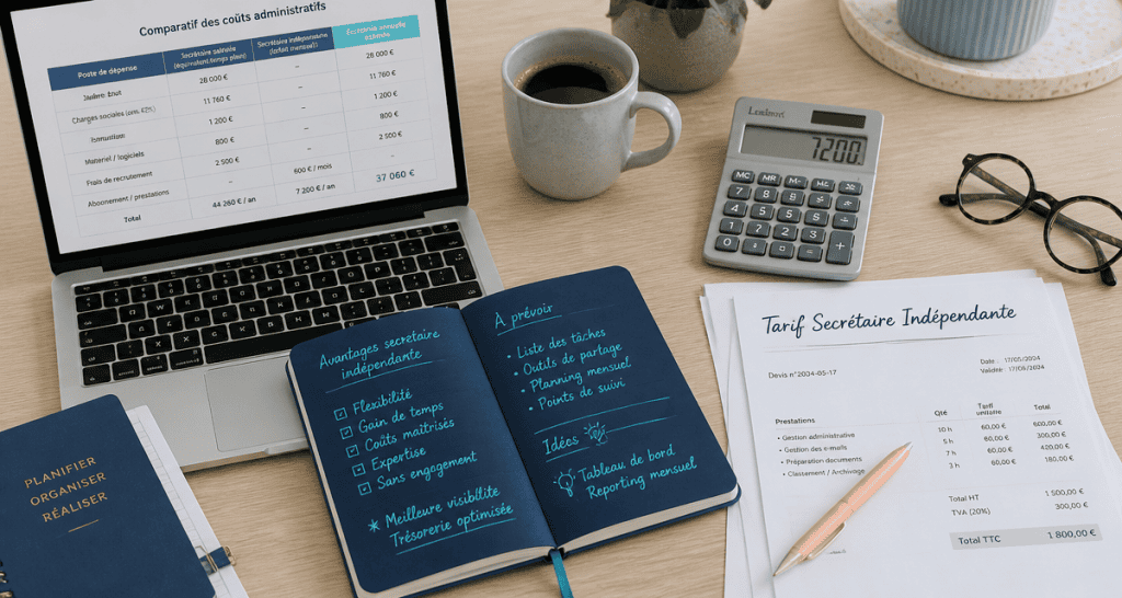 tarif secrétaire indépendante bureau calcul devis