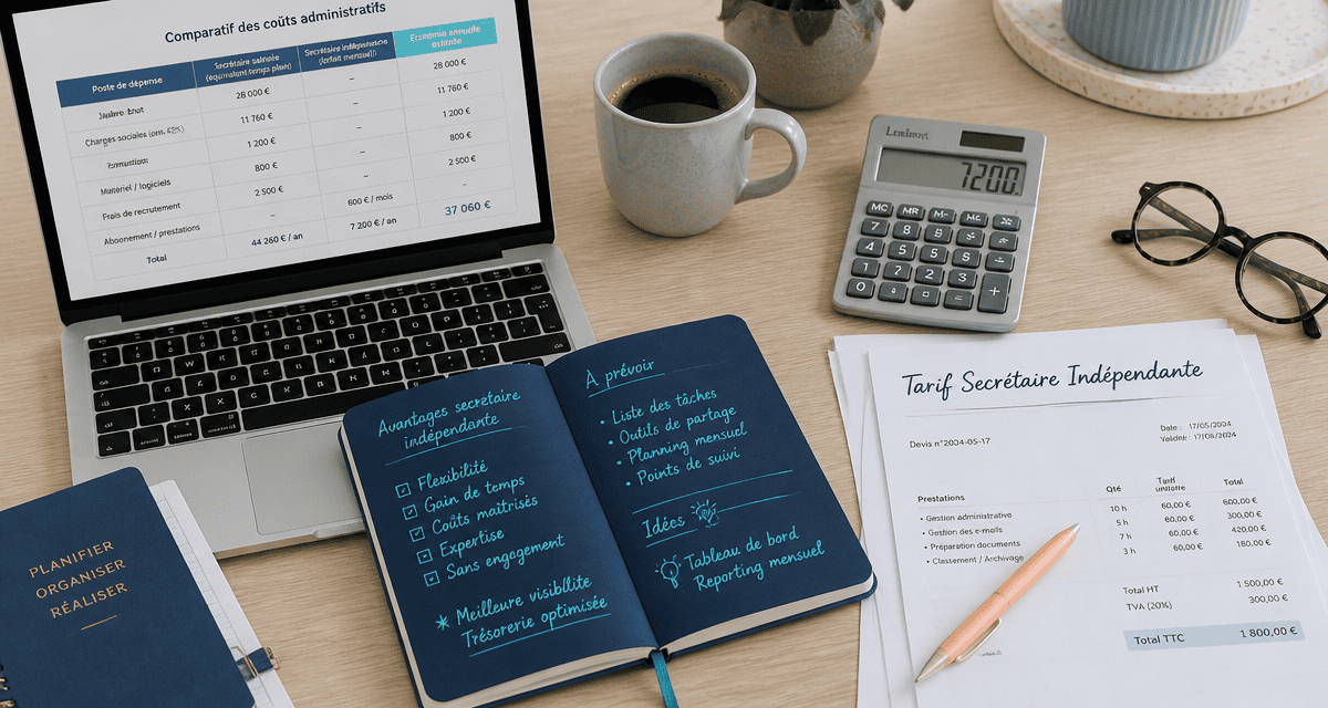 tarif secrétaire indépendante bureau calcul devis