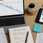 bureau de chef de projet freelance avec ordinateur et carnet
