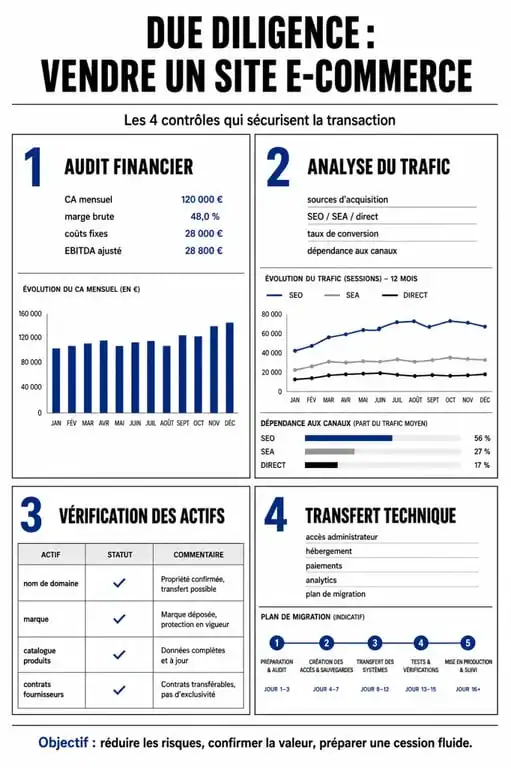 Étapes clés de la due diligence pour la vente d'un site e-commerce