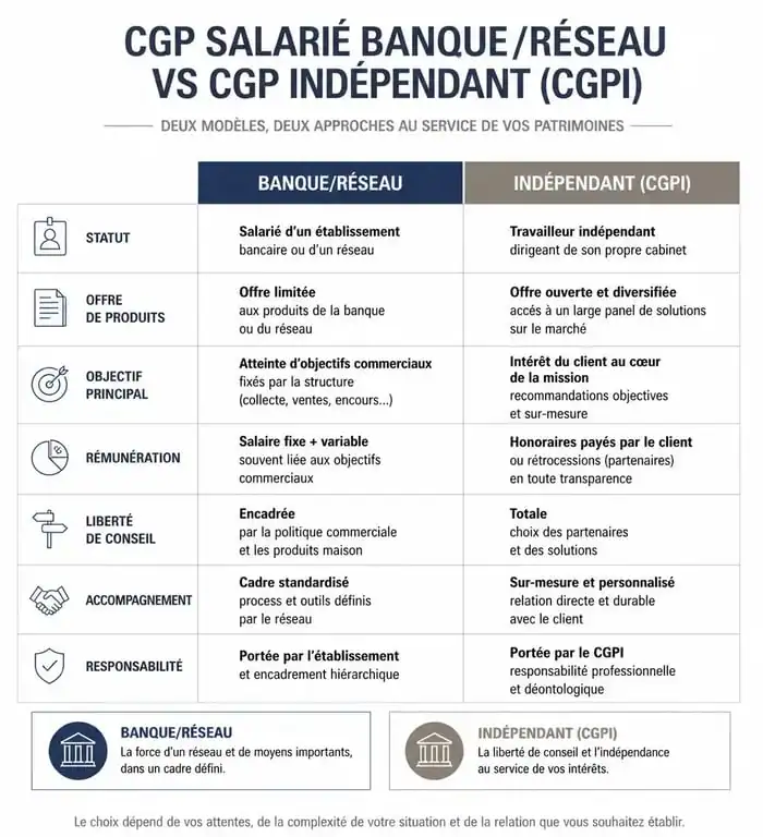 Comparatif entre banquier privé et conseiller en gestion de patrimoine indépendant CGPI