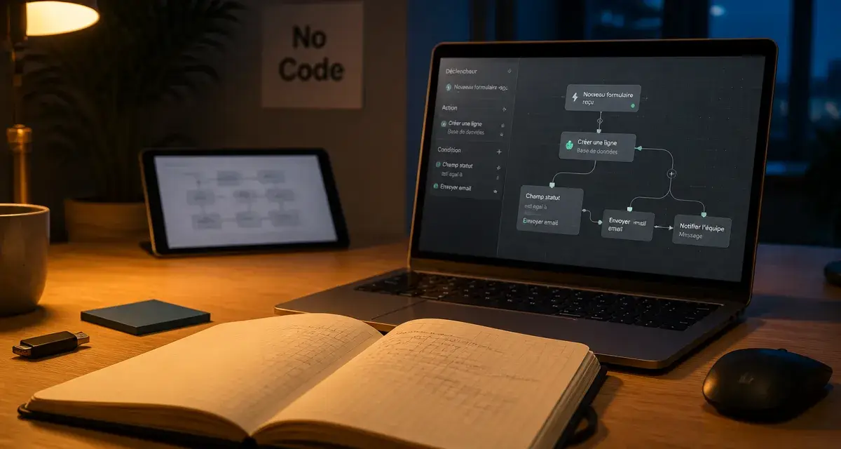 Formation no code : certifications RNCP sur un bureau avec workflow no code