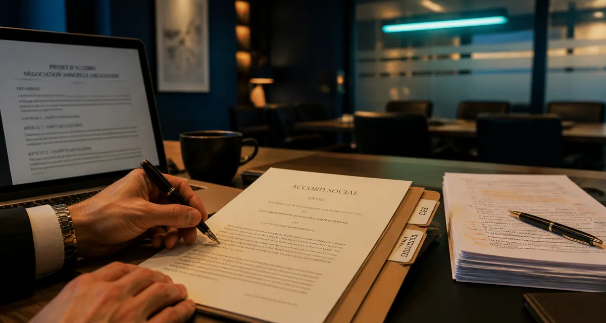 Juriste en droit social emploi rédige un accord social en réunion