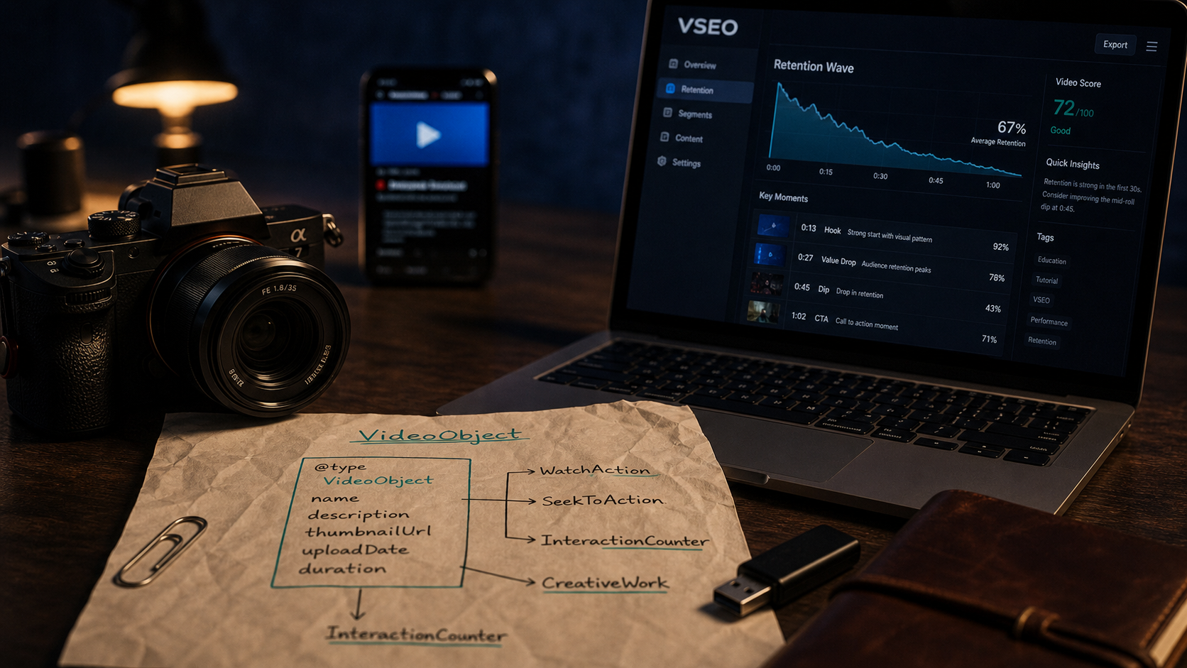Référencement vidéo : schéma VideoObject sur bureau VSEO