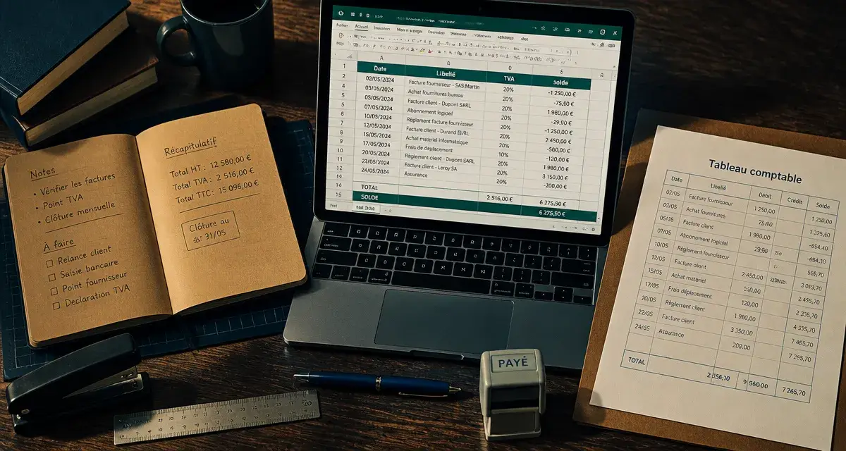 Tableau comptable excel gratuit, tableur 4 colonnes