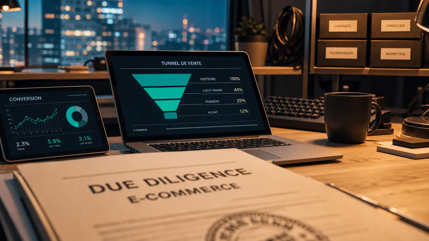 Vente site e-commerce : due diligence et graphiques de valorisation
