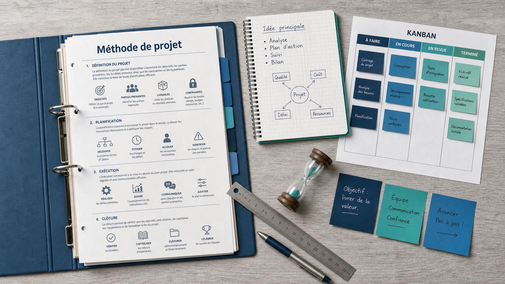 methode gestion de projet : cascade, agile ou hybride, Kanban et planning