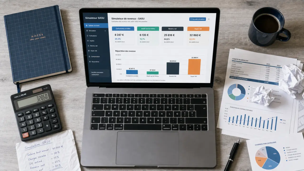 simulation revenu sasu : revenu net, super net et dividendes