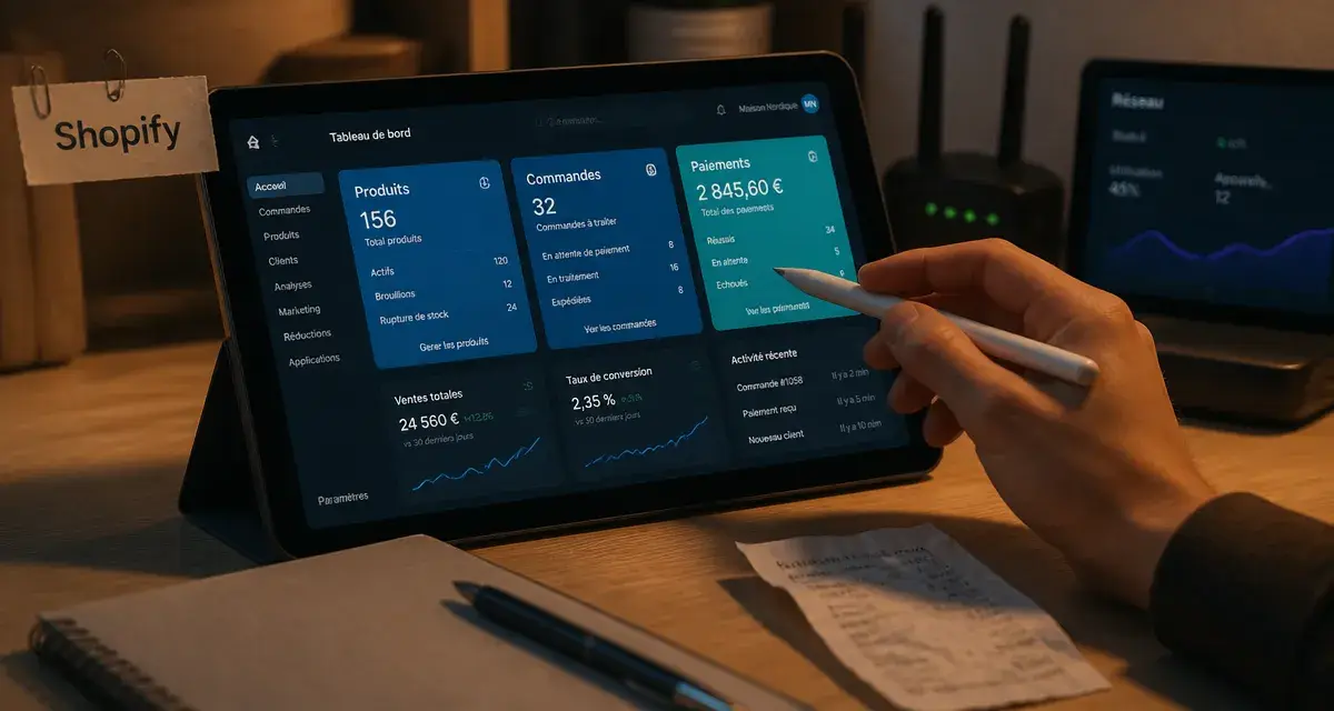 Shopify c est quoi : back-office e-commerce sur tablette