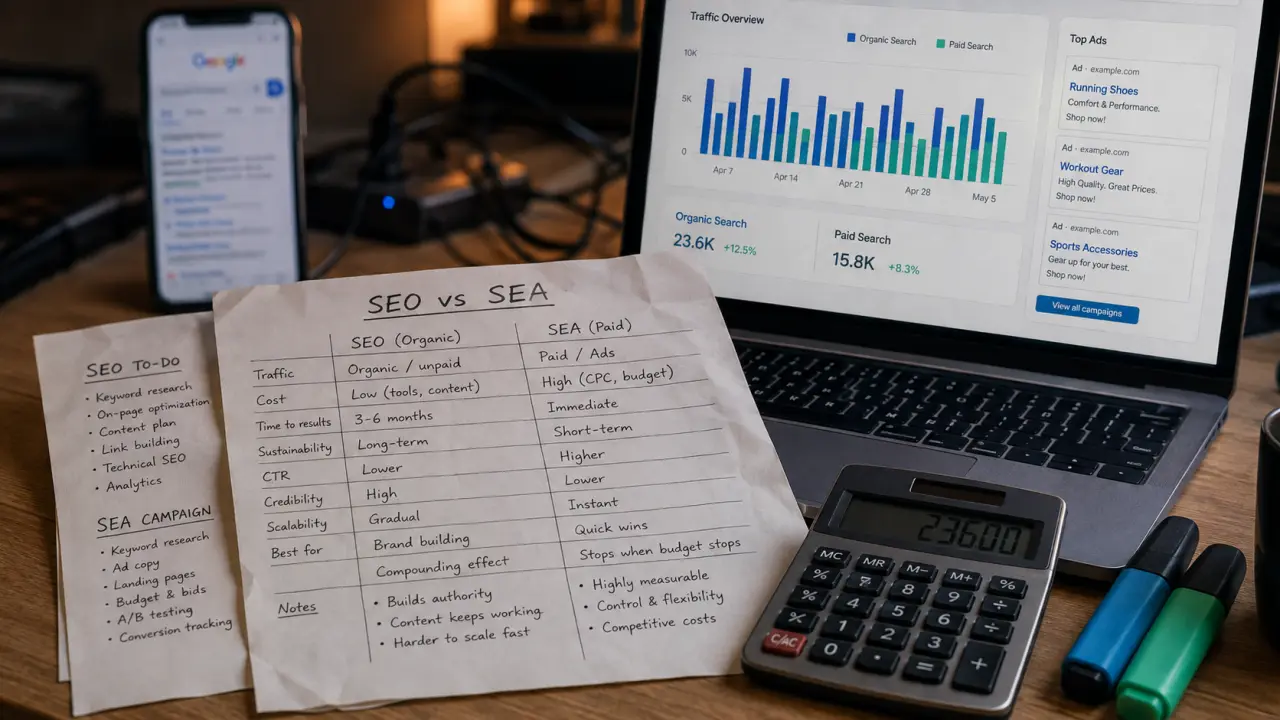 SEO vs SEA : comparatif SEO et SEA, recherche et annonces